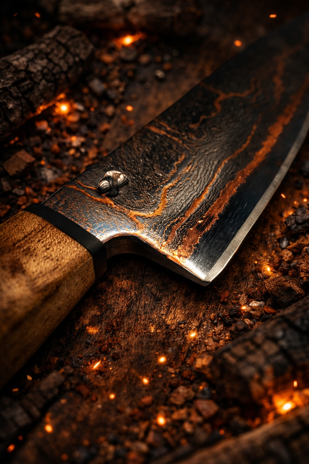 Damastmesser Allrounder CU-Damast Shiny mit 183 mm Klinge