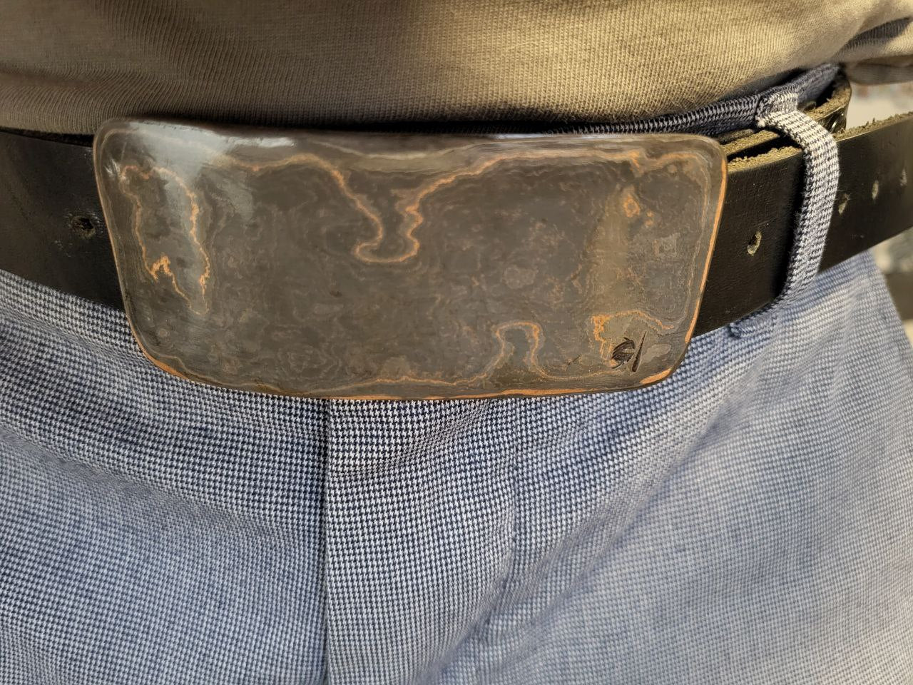 Filigree - Kupferdamast Gürtelschnalle