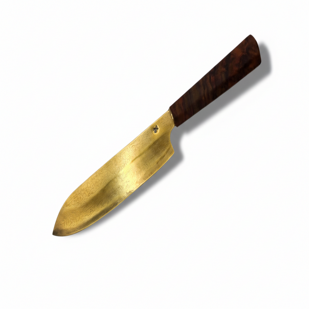 Teak-Gold Damast Santoku