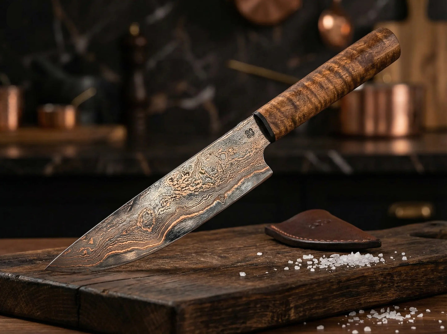 Big Allrounder CU-Damast Shiny rostträges handgeschmiedetes Messer