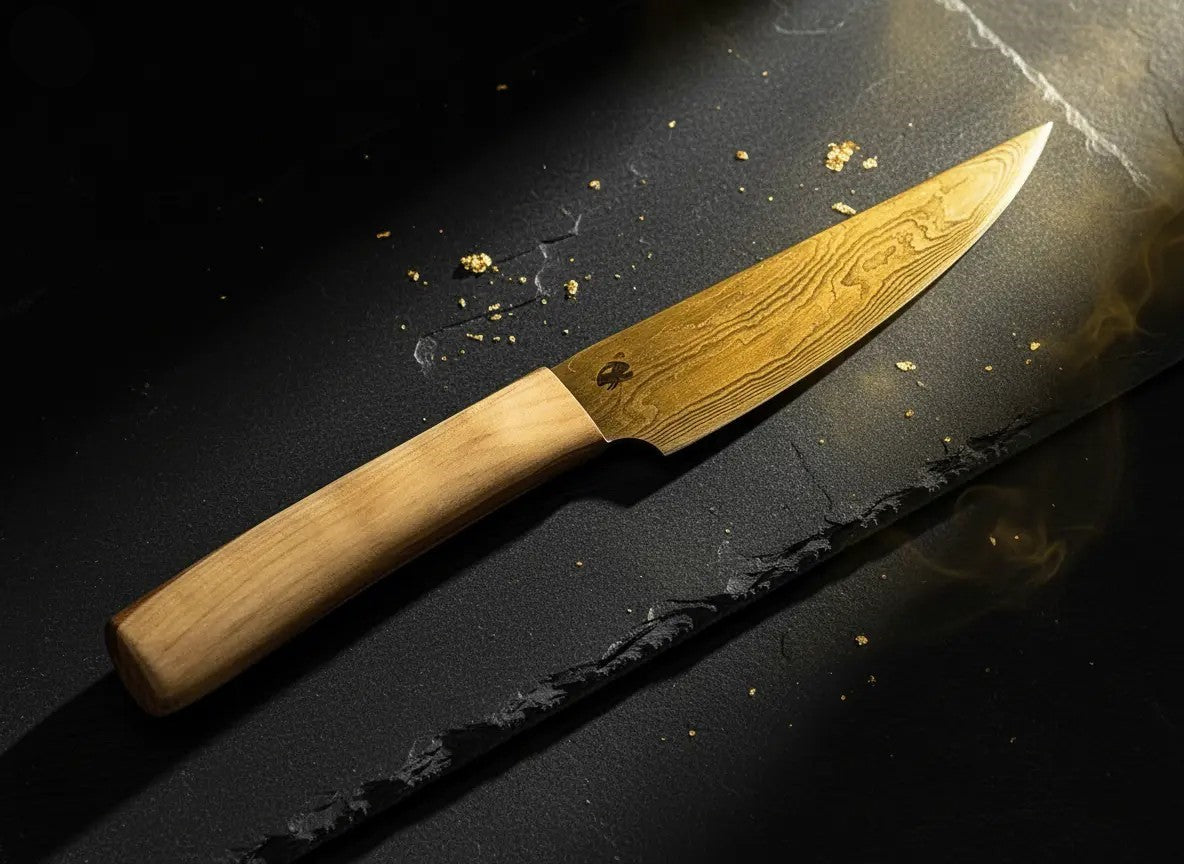 Gold Edition Jausenmesser rostträges handgeschmiedetes Messer