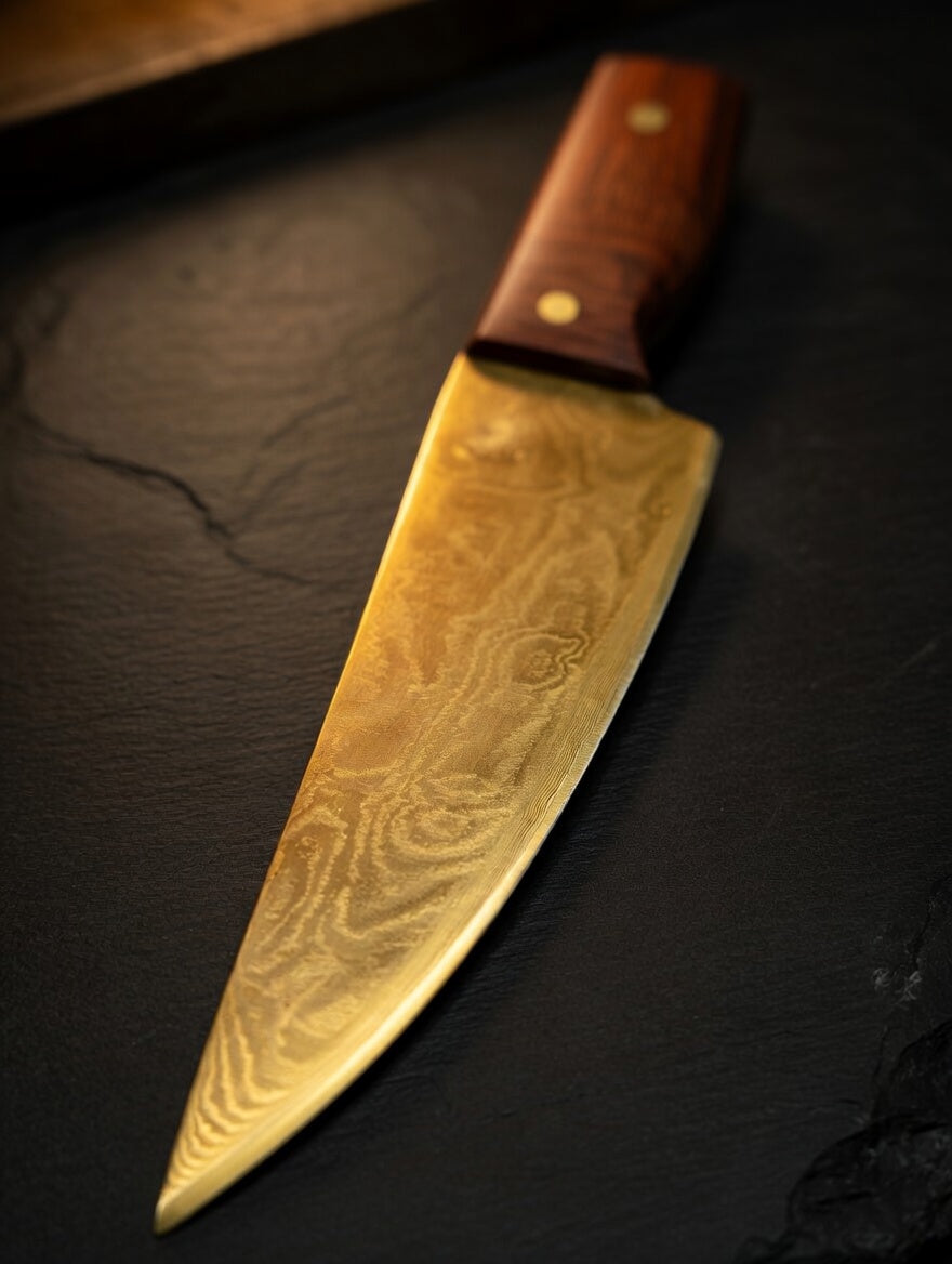Gold Edition Jausenmesser handgeschmiedet mit Bayur-Griff