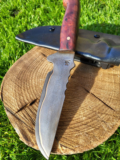 Damast Outdoormesser Kupfer Liner