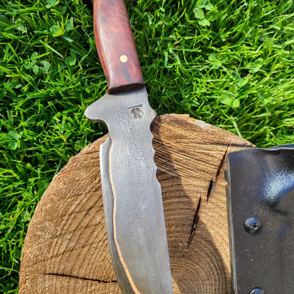 Damast Outdoormesser Kupfer Liner