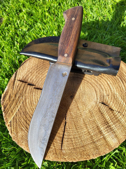 Damast Outdoormesser Eisenholz