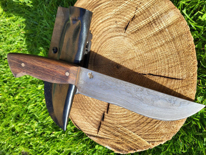 Damast Outdoormesser Eisenholz