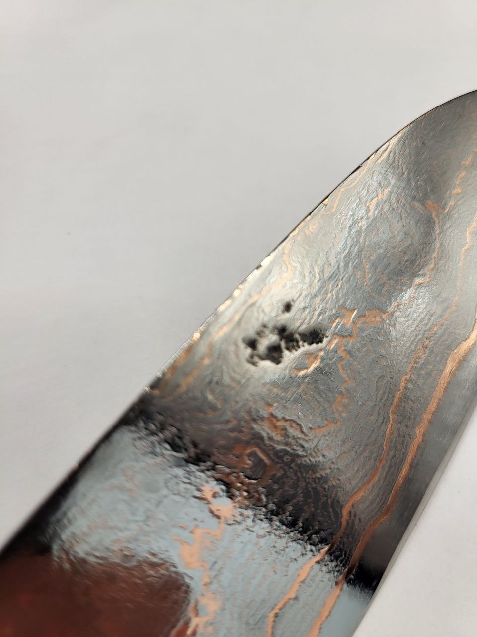 Big Allrounder CU-Damast Shiny handgeschmiedet mit Mahagoni-Griff