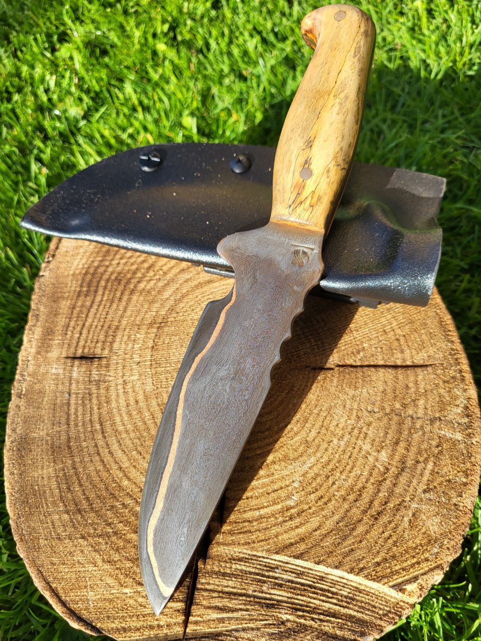 Damast Outdoormesser Kupfer Liner Tamarin