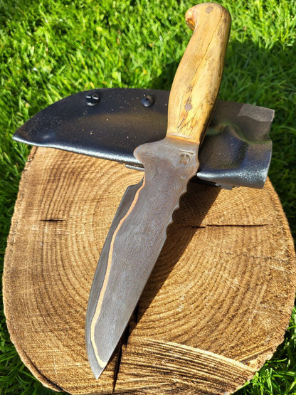 Damast Outdoormesser Kupfer Liner Tamarin