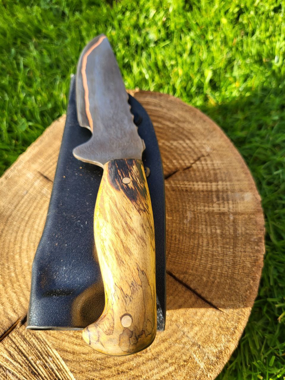 Damast Outdoormesser Kupfer Liner Tamarin