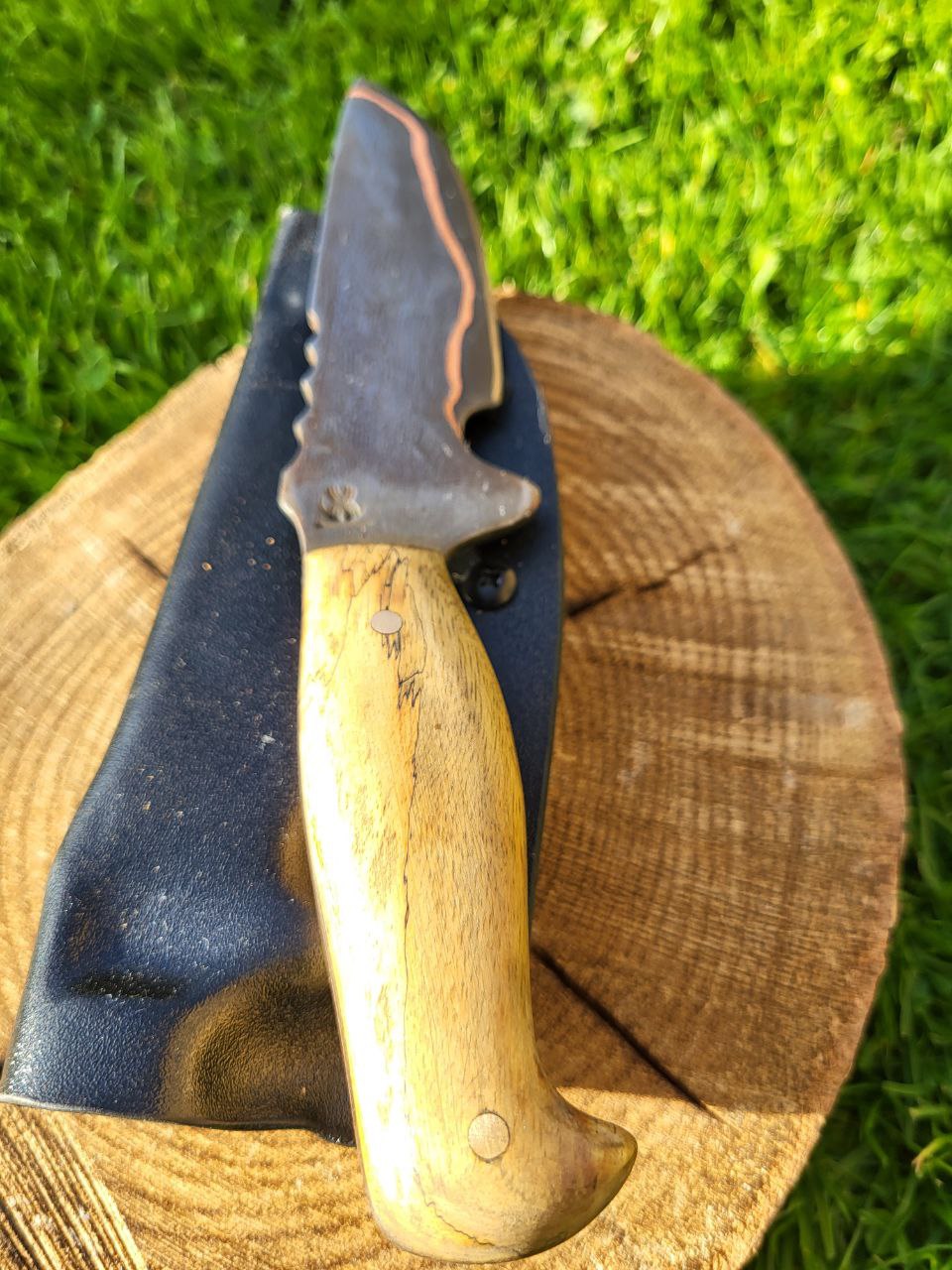 Damast Outdoormesser Kupfer Liner Tamarin