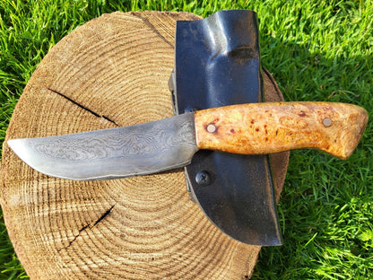 Damast Outdoormesser Curly Mindi