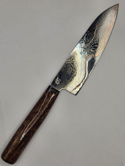 Kl. Allrounder CU-Damast Shiny rostträges handgeschmiedetes Messer