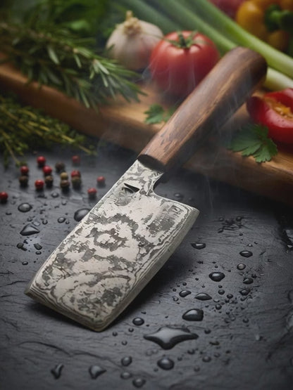 Kl. Gemüse Hackbeil handgeschmiedet mit Nussgriff