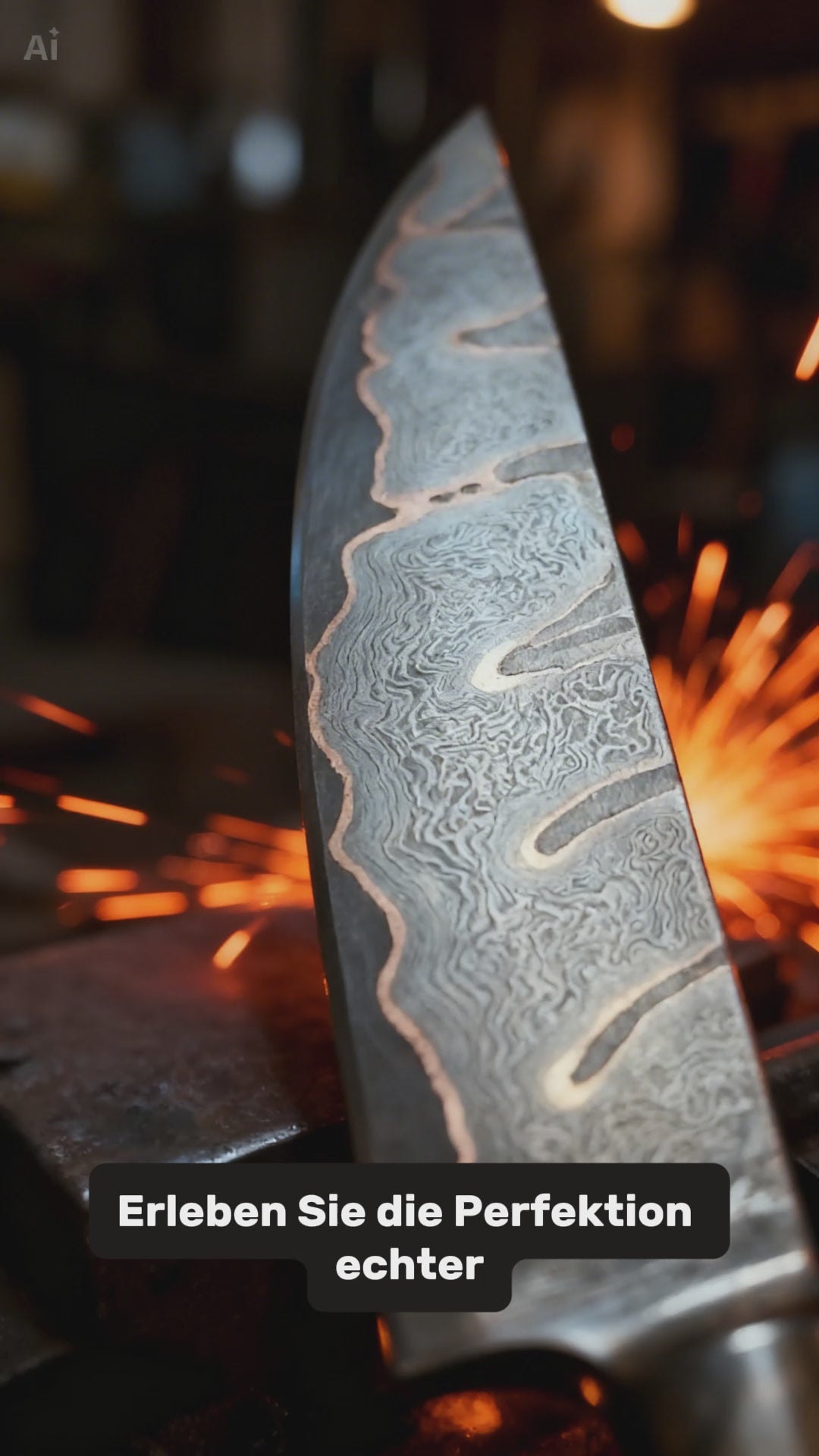 Jausen und Gemüsemesser handgeschmiedet mit Spalted-Tamarin-Griff