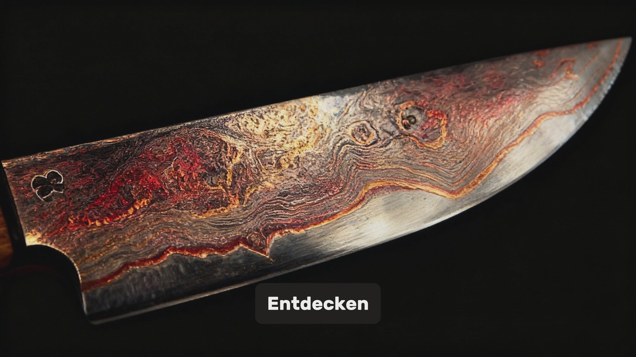 Big Allrounder CU-Damast Shiny handgeschmiedet mit Mango-Griff