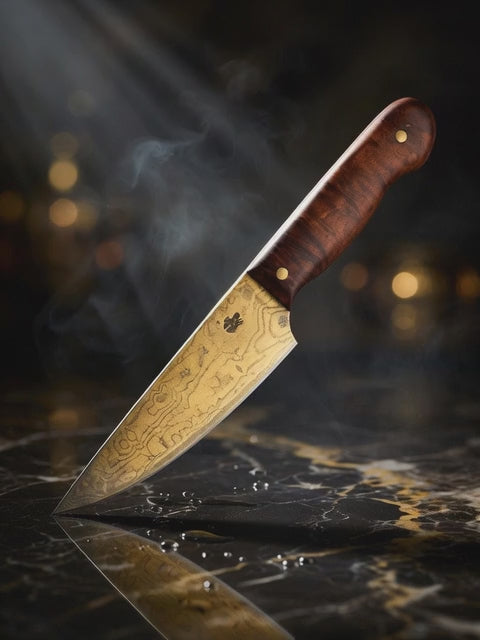 Gold Edition Jausenmesser handgeschmiedet mit Bayur-Griff